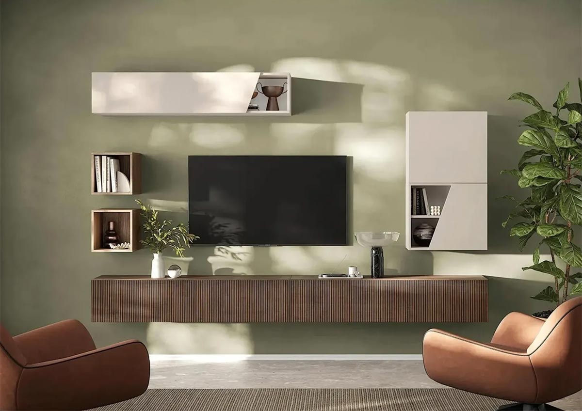 Parete attrezzata cannettata Logica