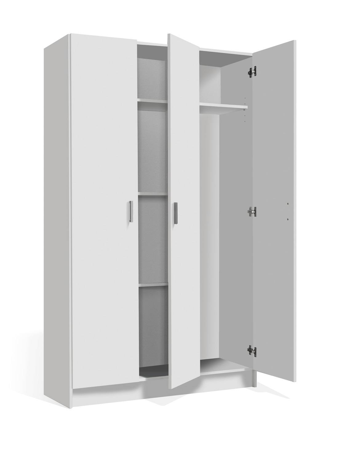 Armadi porta scope a 3 ante battenti, finitura bianca