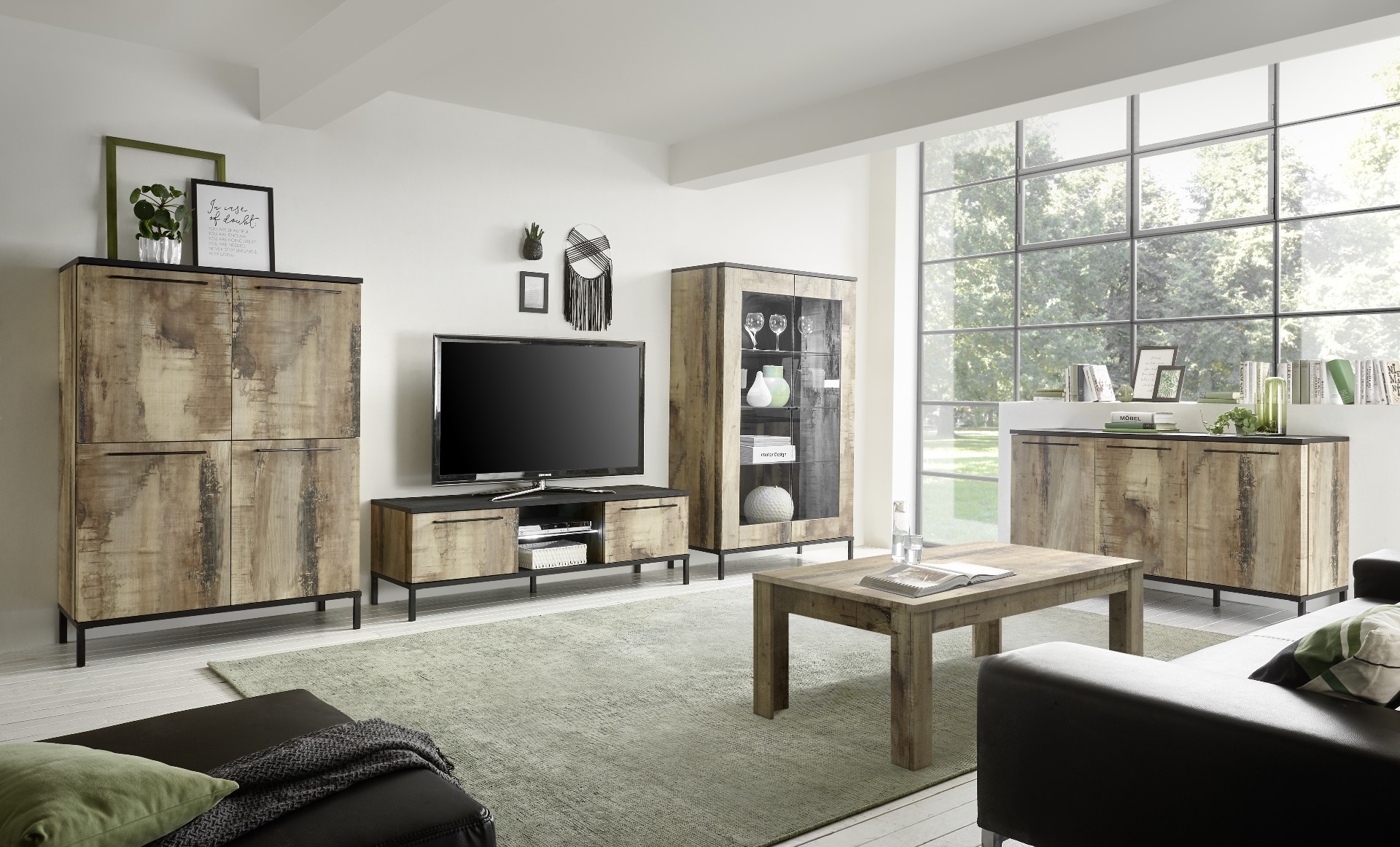 Soggiorno stile industry completo, Nero e Pero