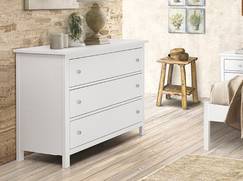 Comò a 3 cassettoni bianco 114x95