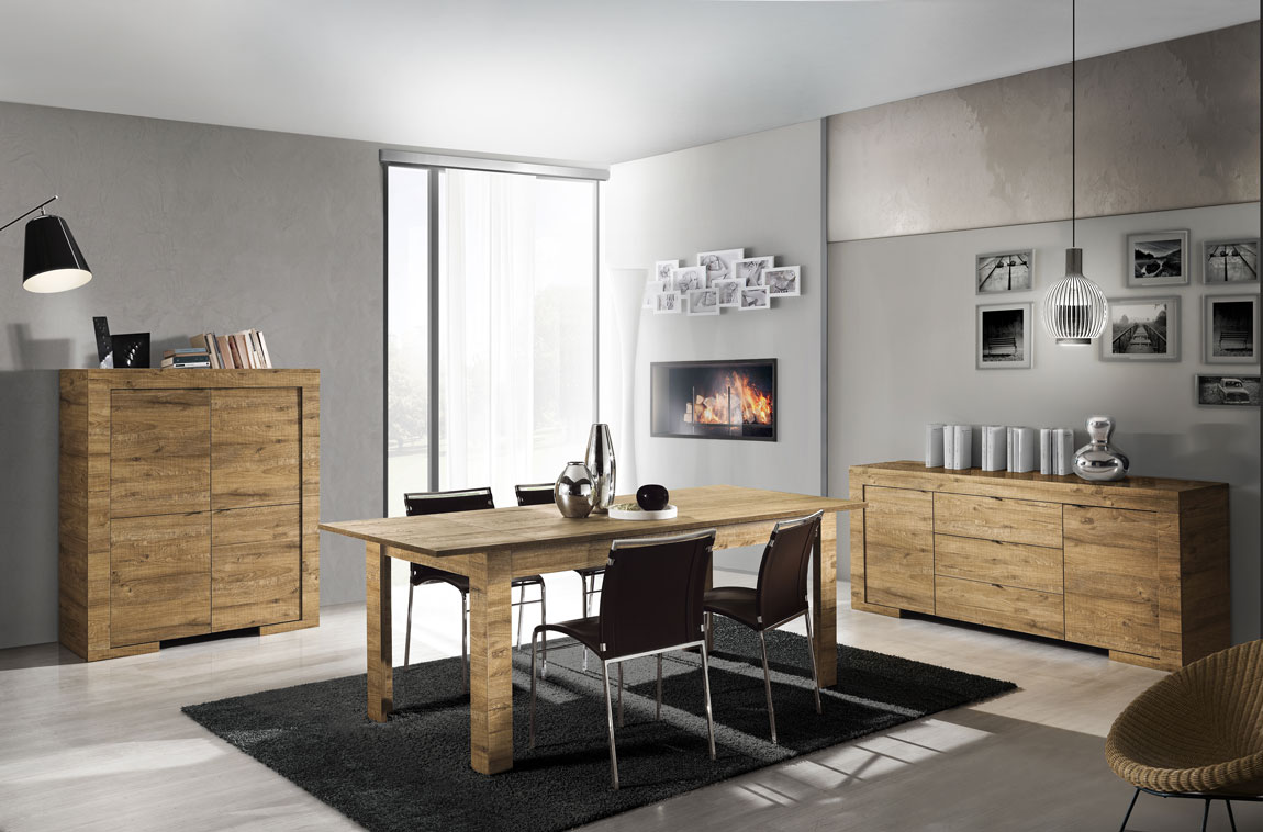 Soggiorno completo, in rovere miele