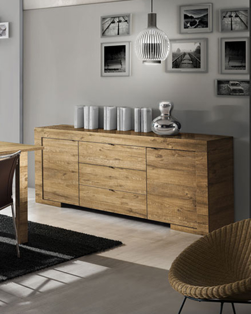 Madia moderna 2 ante, 3 cassetti, rovere miele