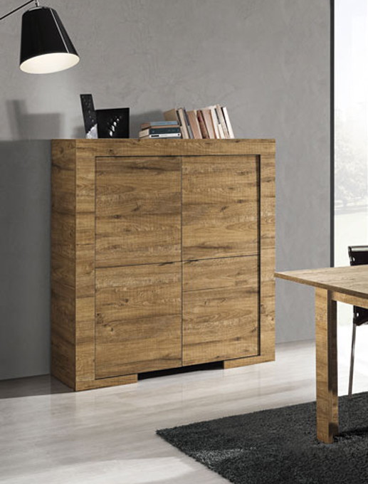 Madia contenitore Alta con 4 ante, finitura Rovere Miele