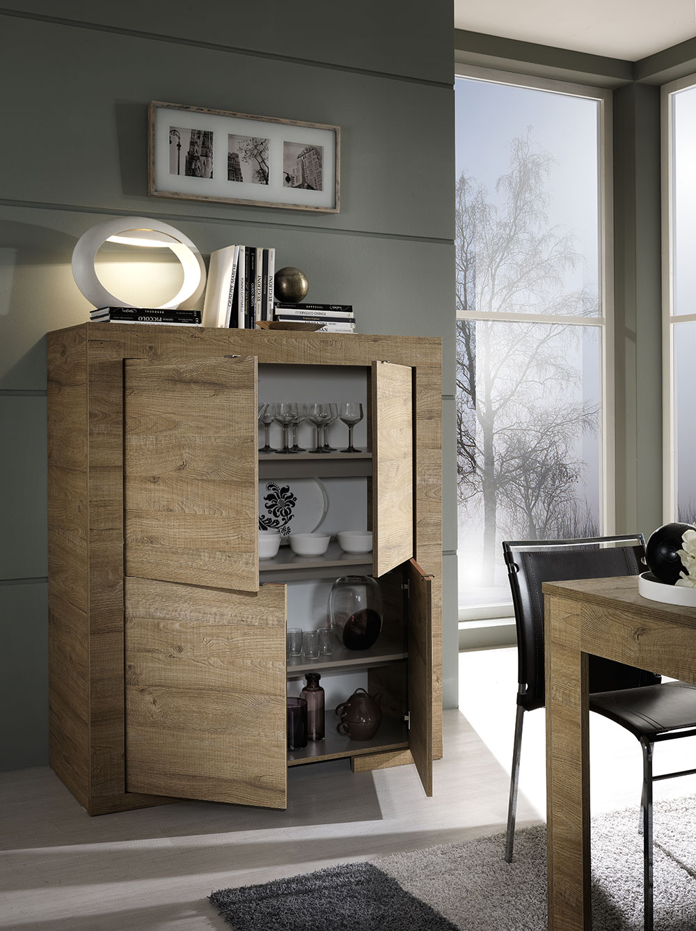 Soggiorno completo, in rovere miele