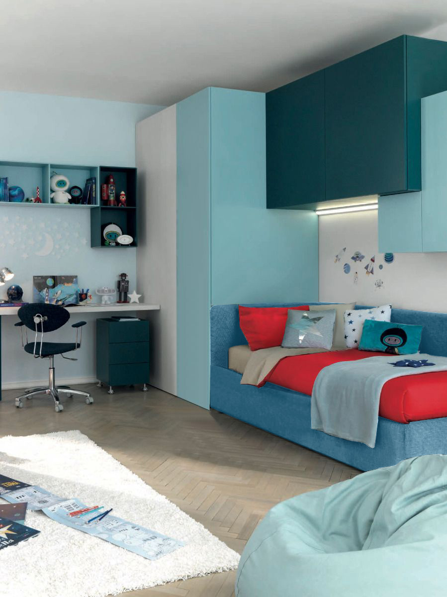 Divano letto  Bravo con secondo letto a scomparsa Moretti Compact, Baltico