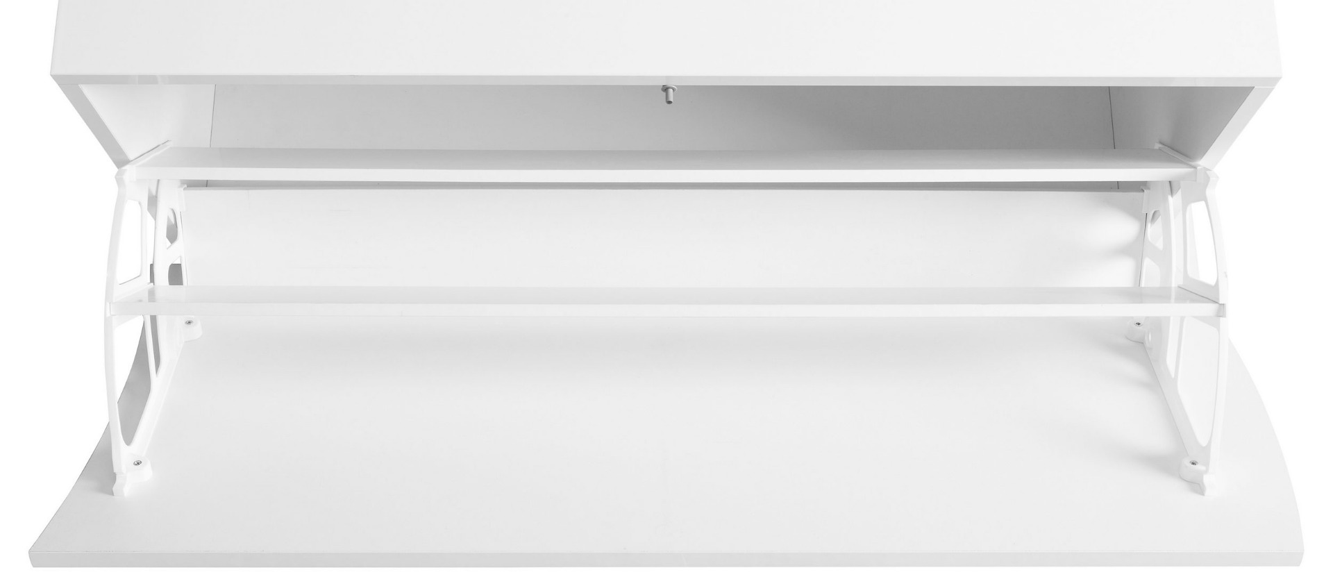 Scarpiera a 2 ante sagomate bianco laccato lucido, linea onda