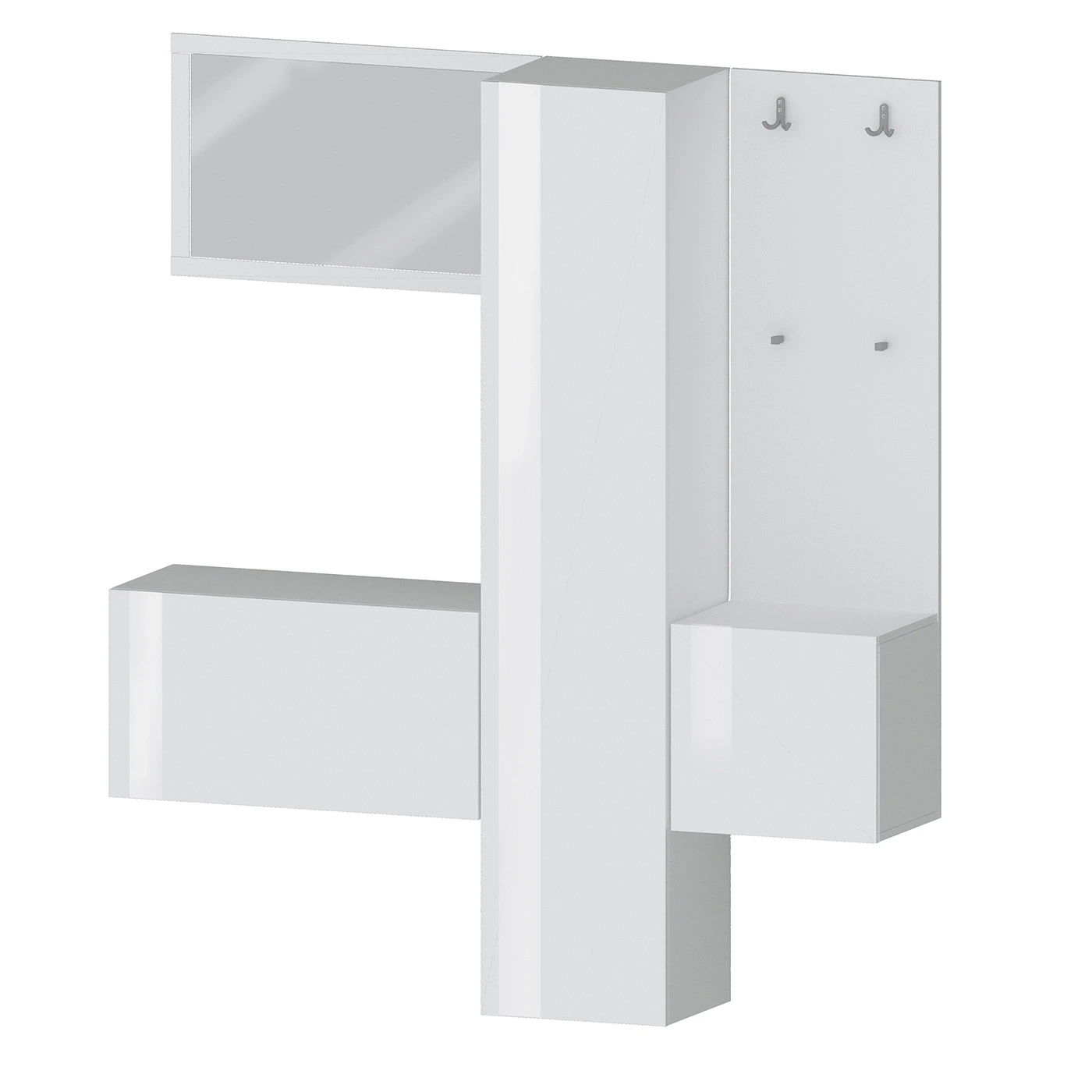 Set ingresso da 4 pezzi, 170x191x35 h cm, Bianco laccato lucido