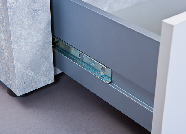 Porta Tv Moderno di Design, Laminato effetto Marmo e Frontale Laccato Bianco Opaco