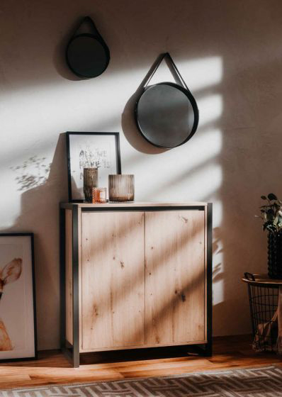 Madia industry 2 ante, finitura Rovere Nodato e struttura in Antracite