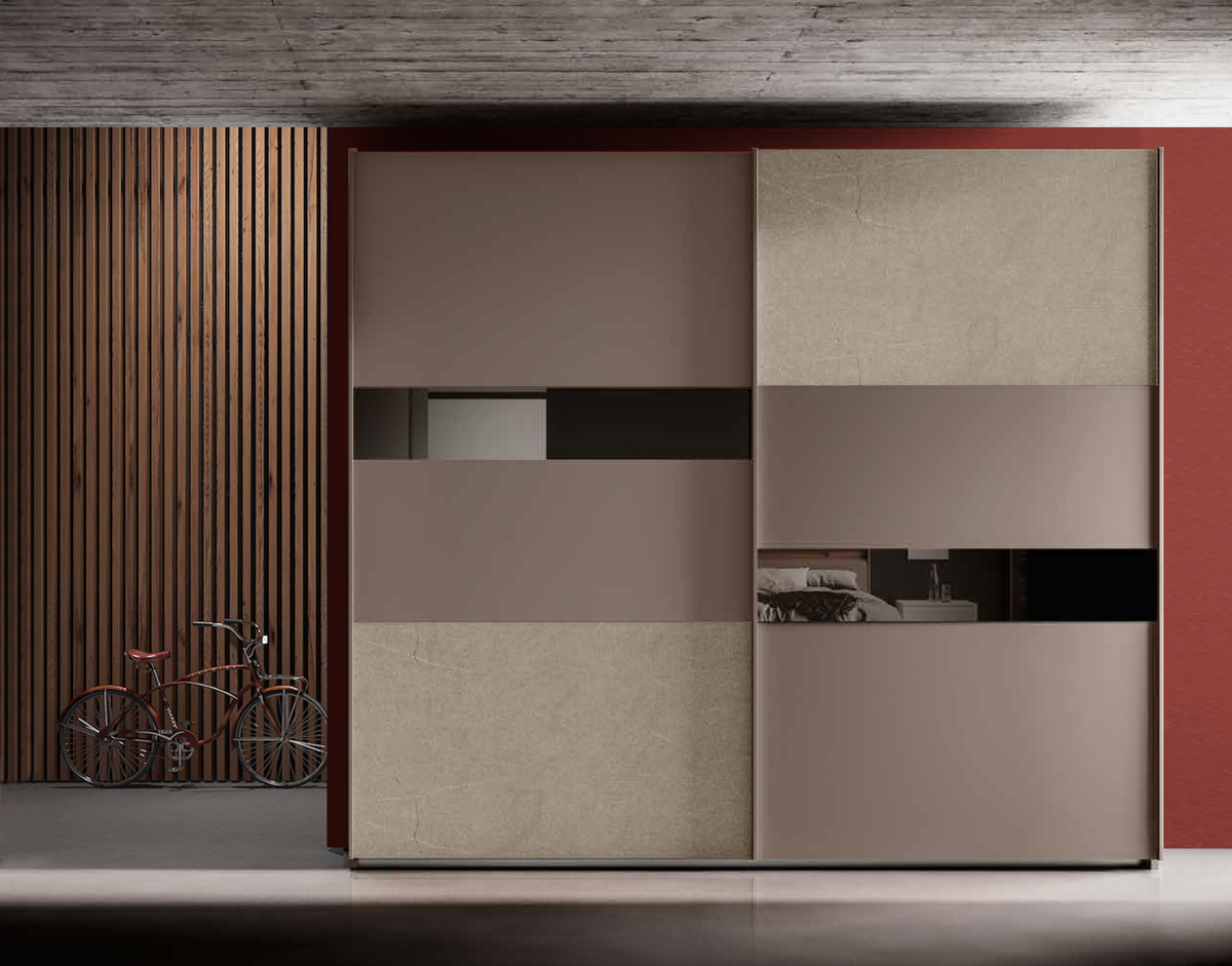 Armadio scorrevole con specchi bicolore