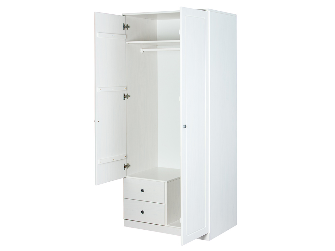 Armadio con 2 ante battenti e 2 cassetti in finitura bianco 