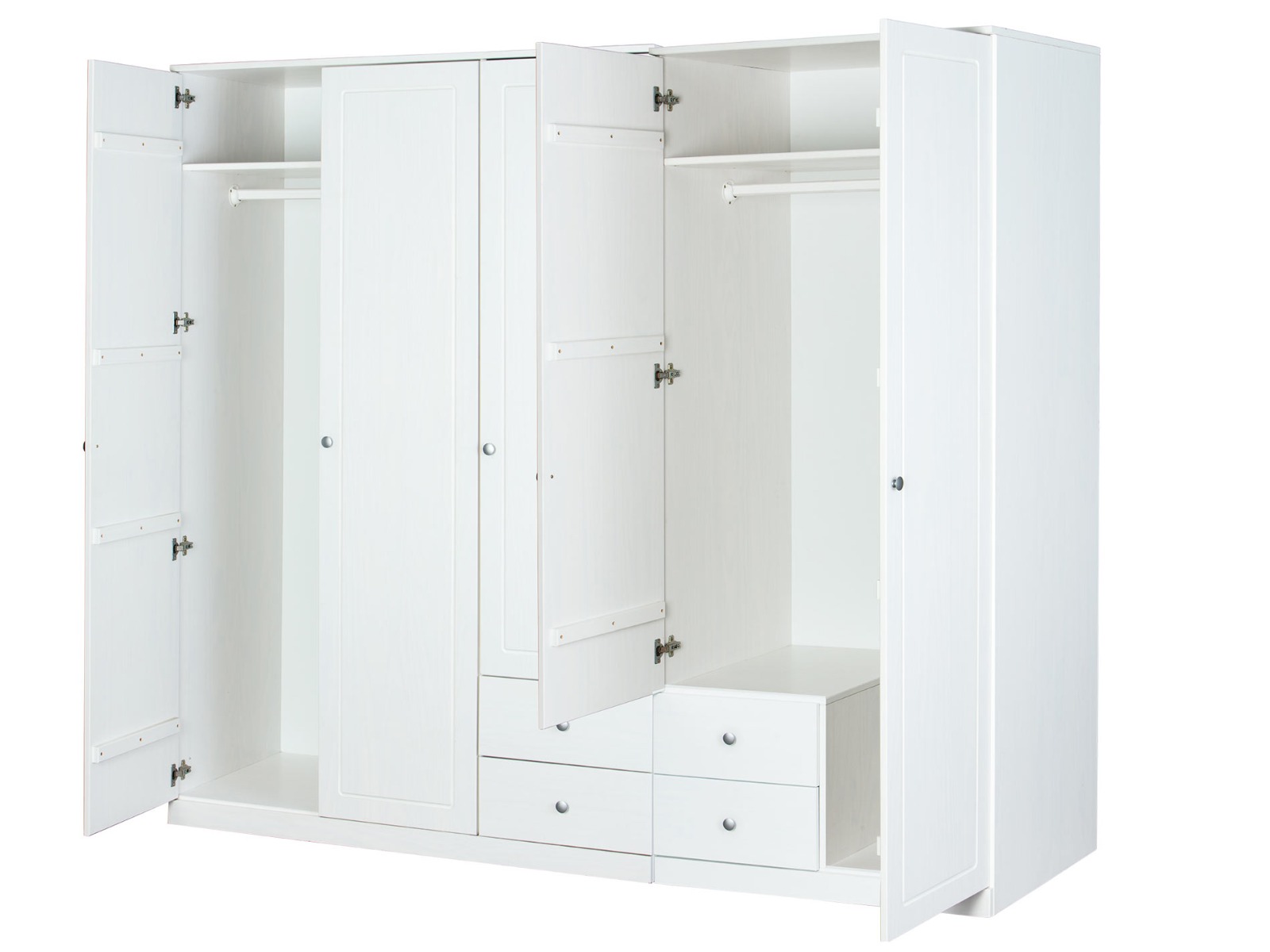 Armadio con 3 ante battenti e 2 cassetti in finitura bianco 