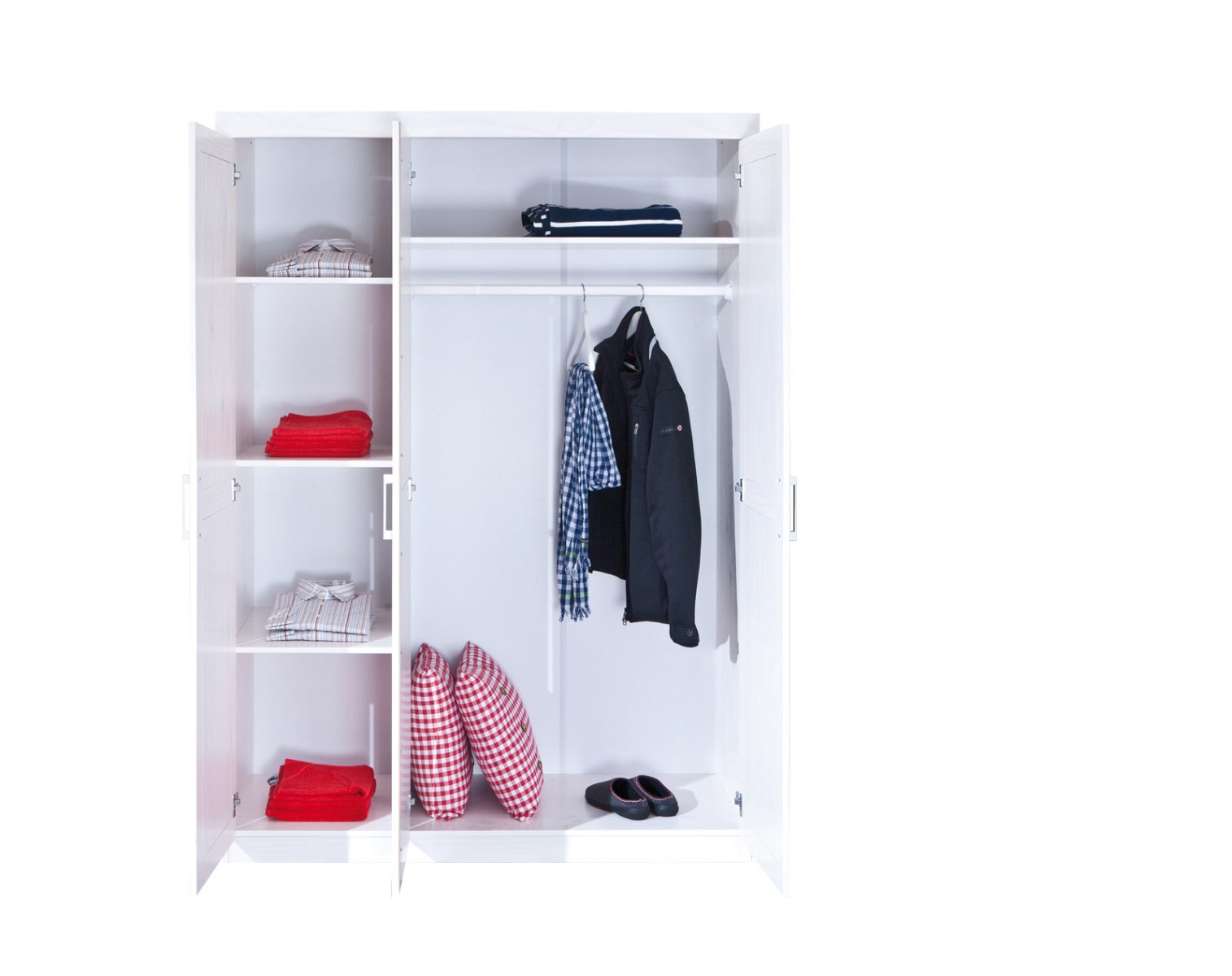 Armadio a 3 ante battenti in finitura bianco 