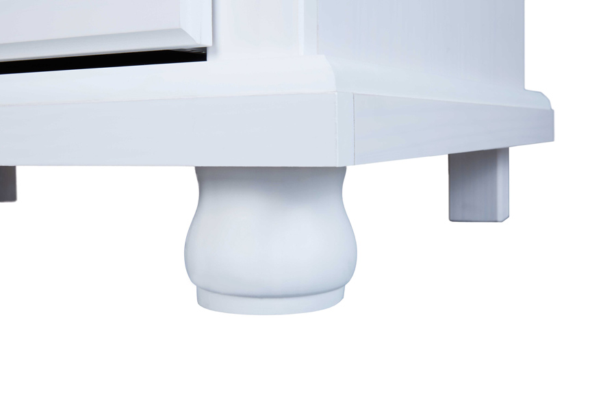 Armadio 2 ante, 4 ripiani + specchio, pino massello verniciato bianco