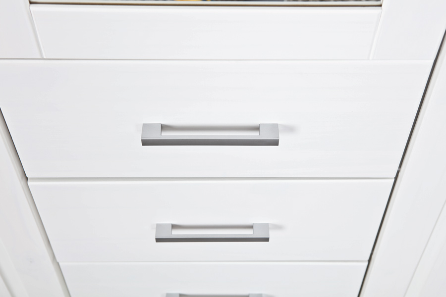 Armadio 2 ante + tre cassetti / pino massello verniciato ad acqua bianco