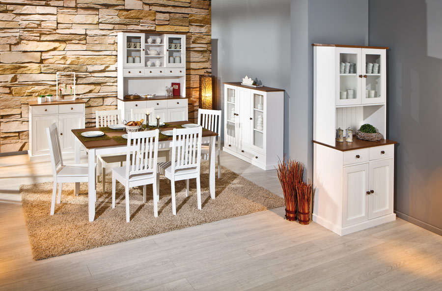 Tavolo in legno massello bianco marrone, 160x90 cm