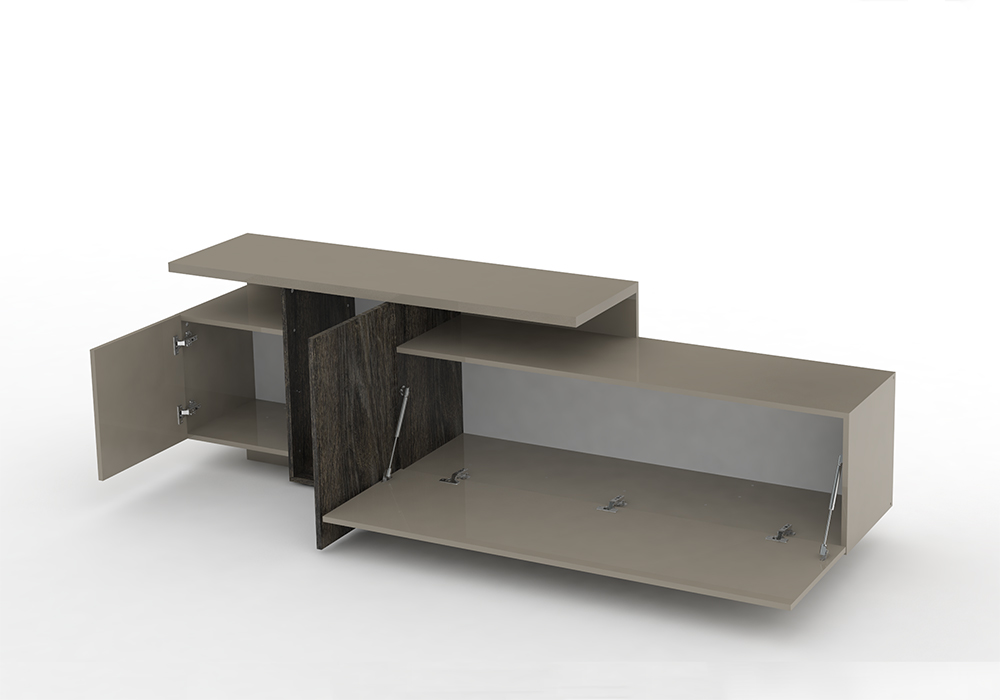 Porta TV moderno, sabbia e rovere scuro 