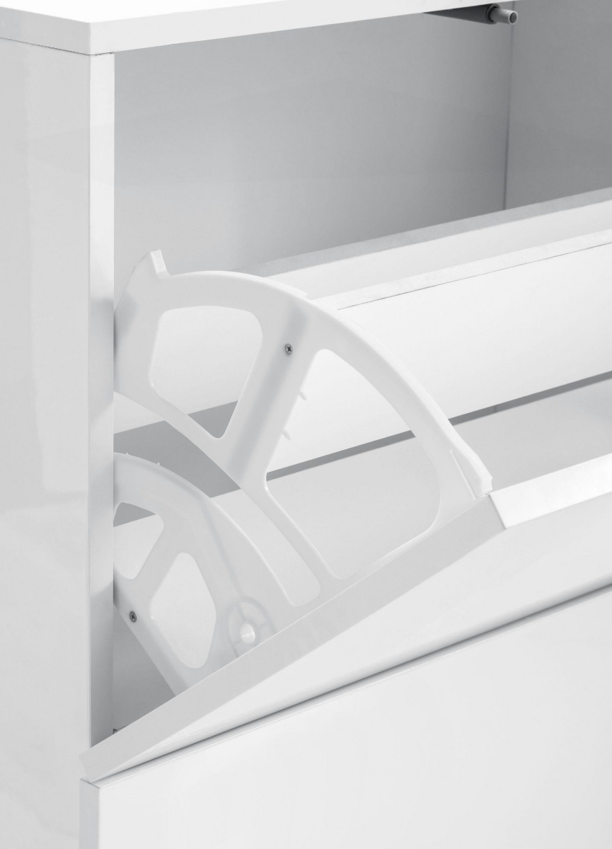 Scarpiera a 3 ante sagomate bianco laccato lucido, linea arco