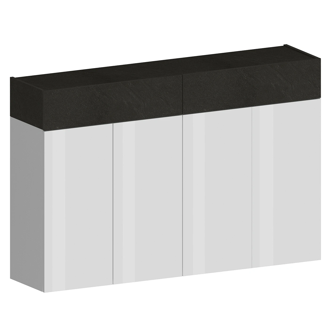 Scarpiera con 4 ante e 2 ribalte, Bianco laccato lucido e Ardesia