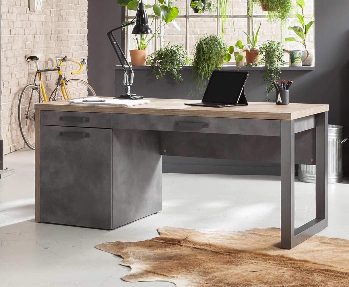 Scrivania Industry in finitura Rovere e Grigio smoke