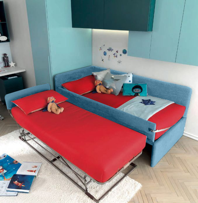 Divano letto  Bravo con secondo letto a scomparsa Moretti Compact, Baltico