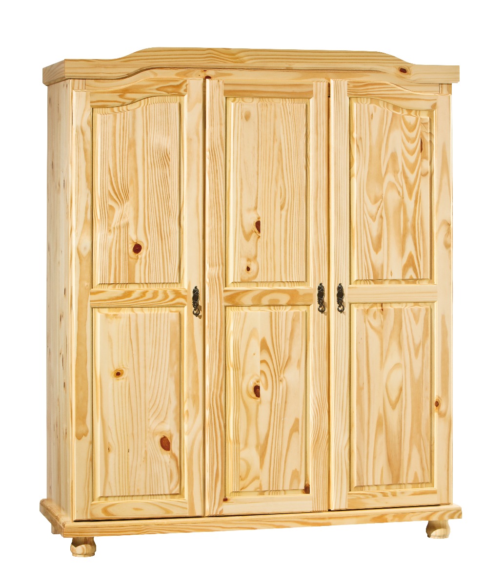 Pratico Armadio tre ante in pino massello naturale