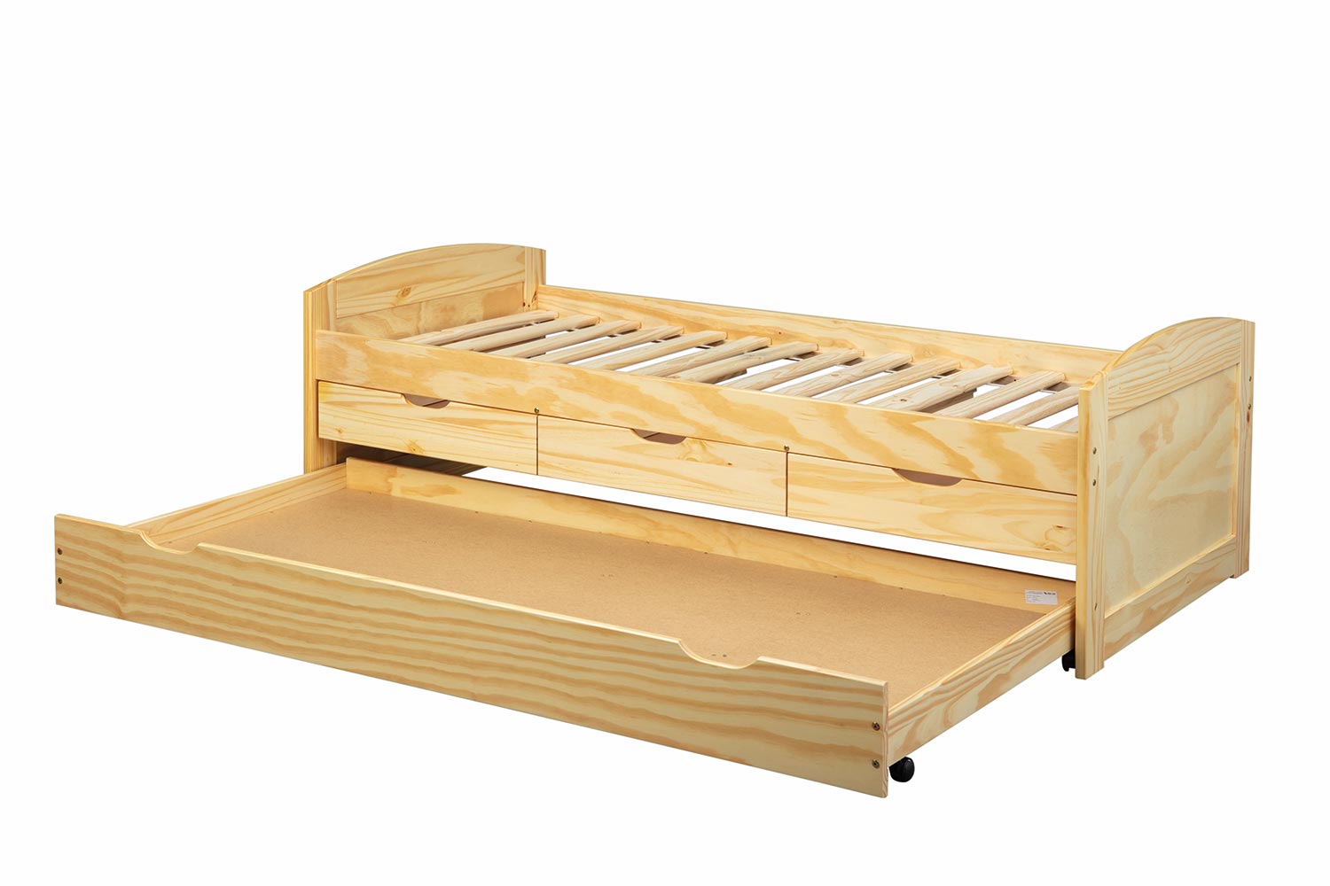 Letto con secondo letto ad estrazione e cassetti contenitore