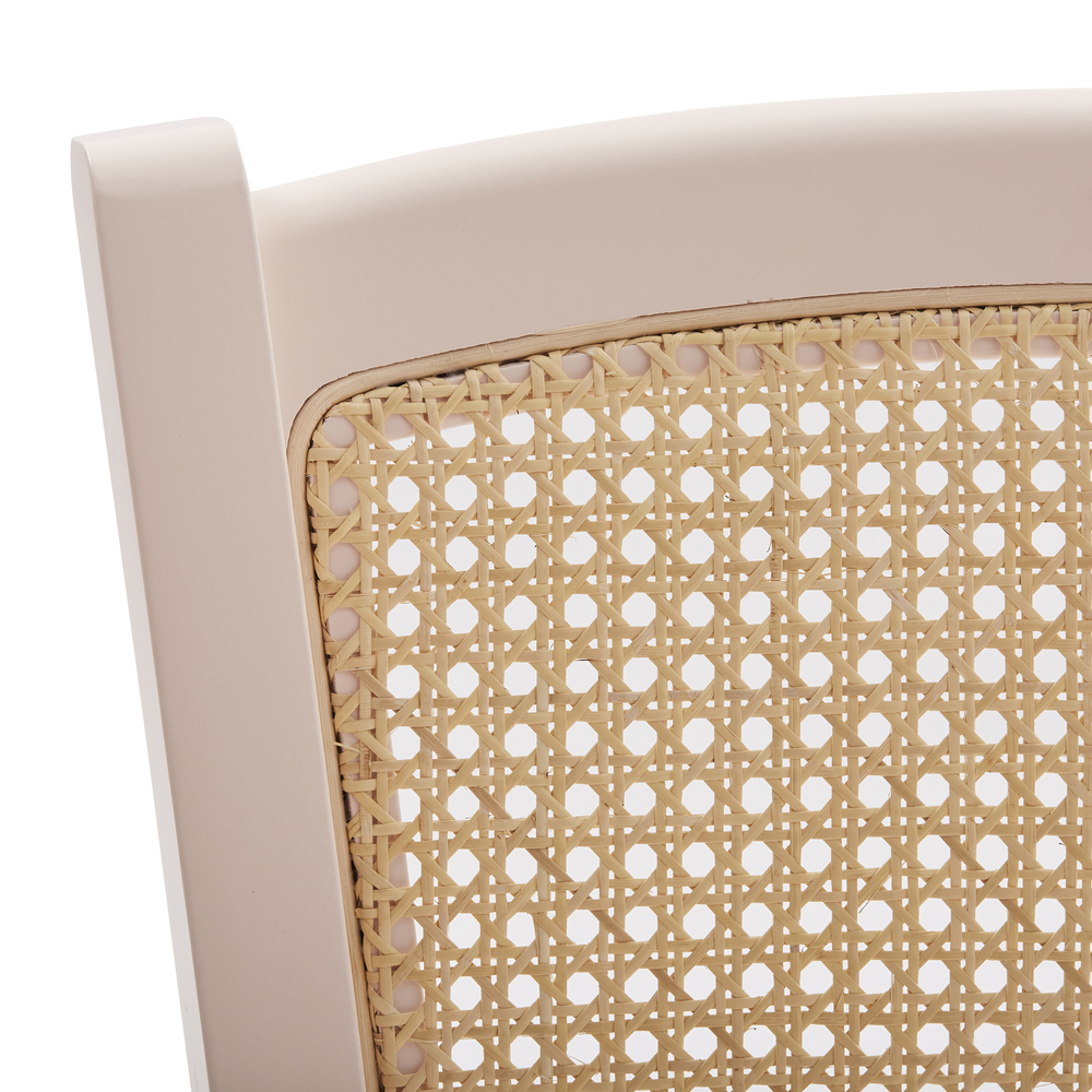 Sedia con schienale  in paglia di Vienna, laccato Rosa cipria