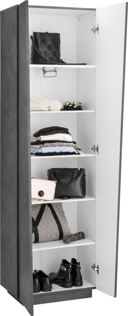 Armadio di design, 2 ante battenti, 5 ripiani, colore Ardesia