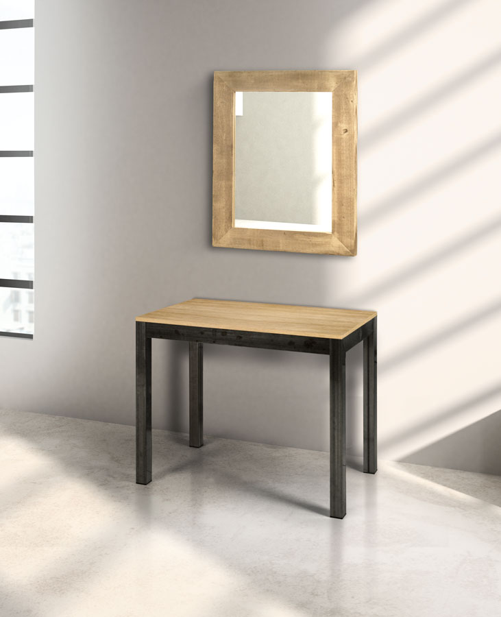 Tavolo consolle allungabile fino a 3 metri, struttura in metallo verniciato nero