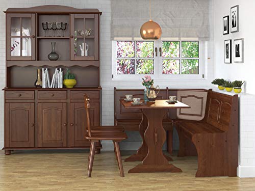 Panca contenitore ad angolo, legno massello verniciato Mocca