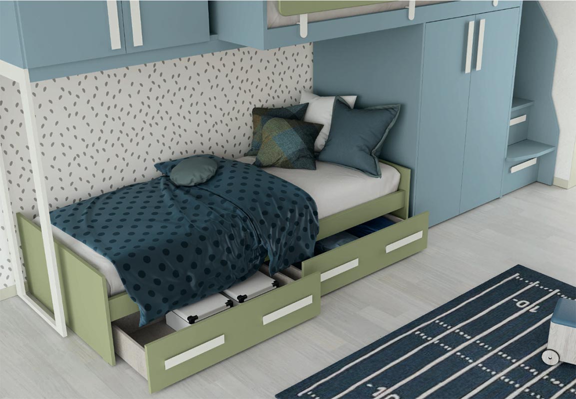 Camerette bimbo, Cameretta Jonathan in finitura Cadaques e Bianco Opaco