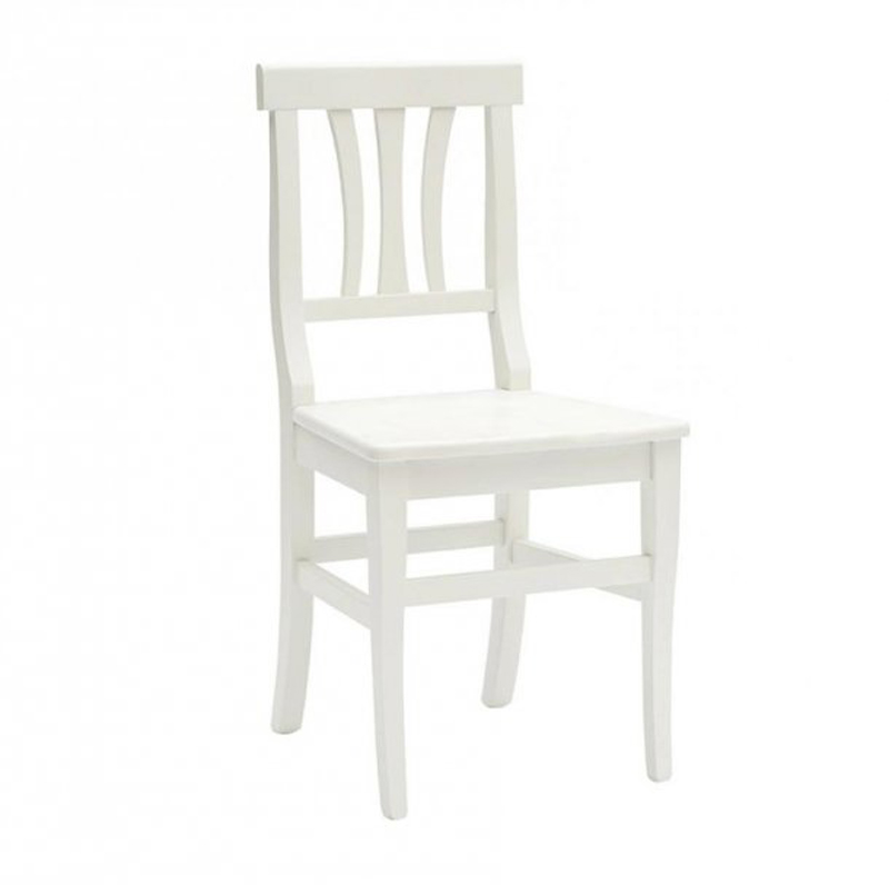 Sedia finitura bianca, con fondino in legno