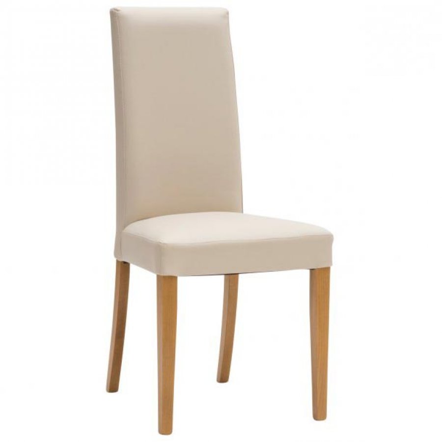 Sedia ecopelle Beige, con fusto Rovere
