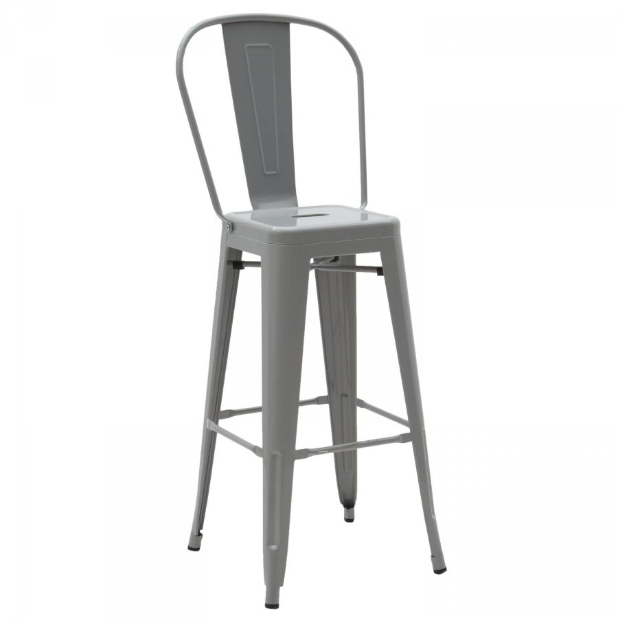 Sgabello stile Industry, in lamiera colore Argento