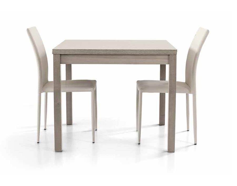 Tavolo allungabile in legno, finitura rovere grigio, con apertura a libro