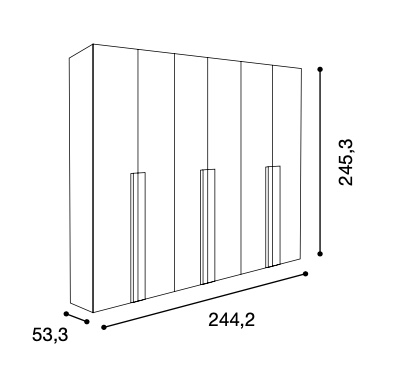 Armadio a sei ante finitura grigio resina chiaro e grigio resina scuro, made in Italy