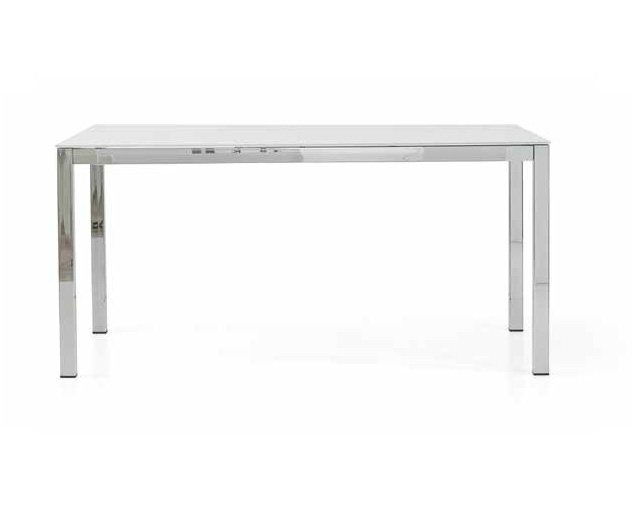 Tavolo allungabile in vetro, apertura con binario