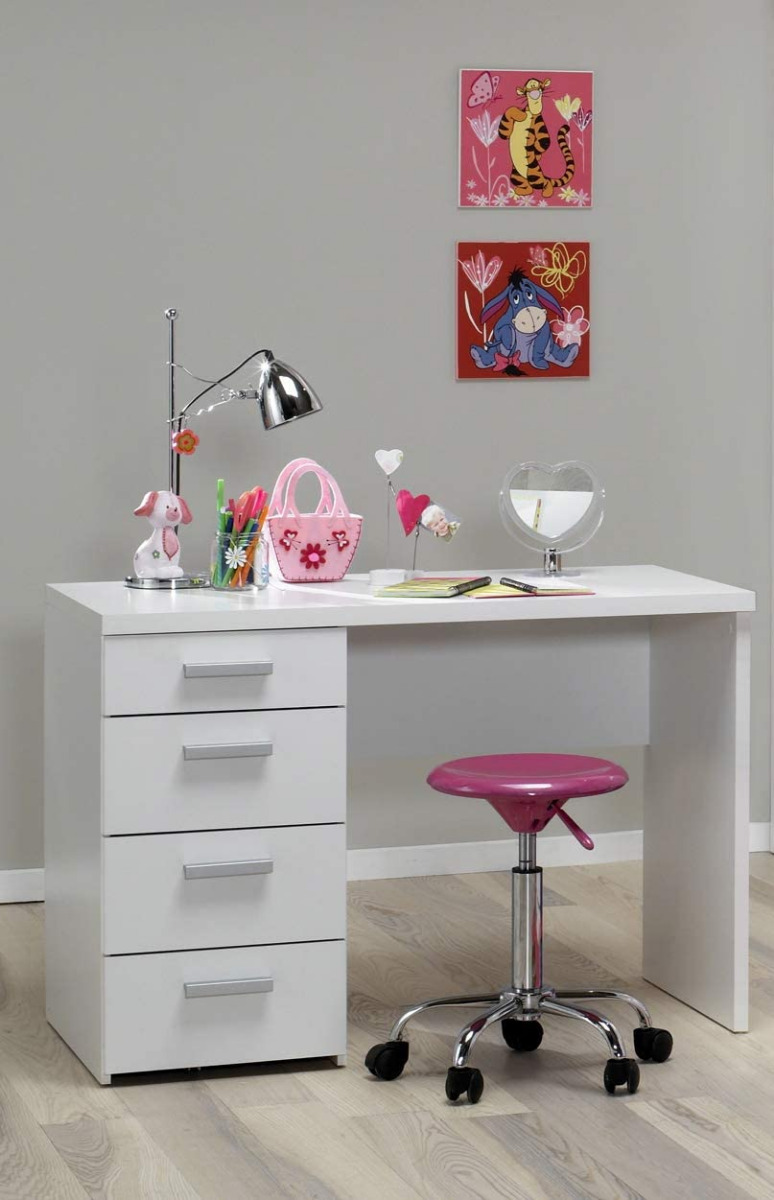 Scrivania bianca con cassettiera