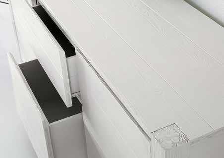 Credenza Moderna, Madia di Design, 2 ante e 2 cassetti, Abete Bianco Spazzolato