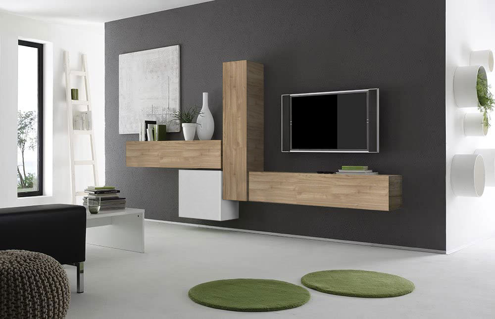 Parete attrezzata moderna di design, Stelvio, Cadiz e Bianco - 327x169 cm