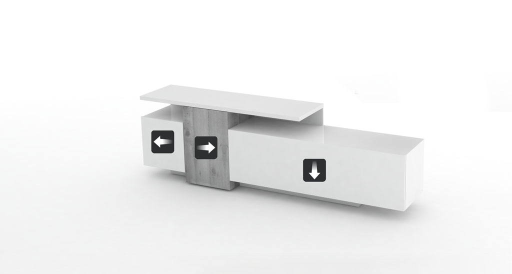 Porta tv moderno bianco e beton, made in Italy in offerta