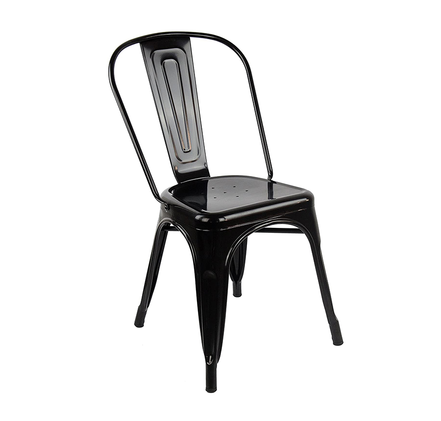 Sedia Stile Industry, struttura in metallo etnica colore Nero