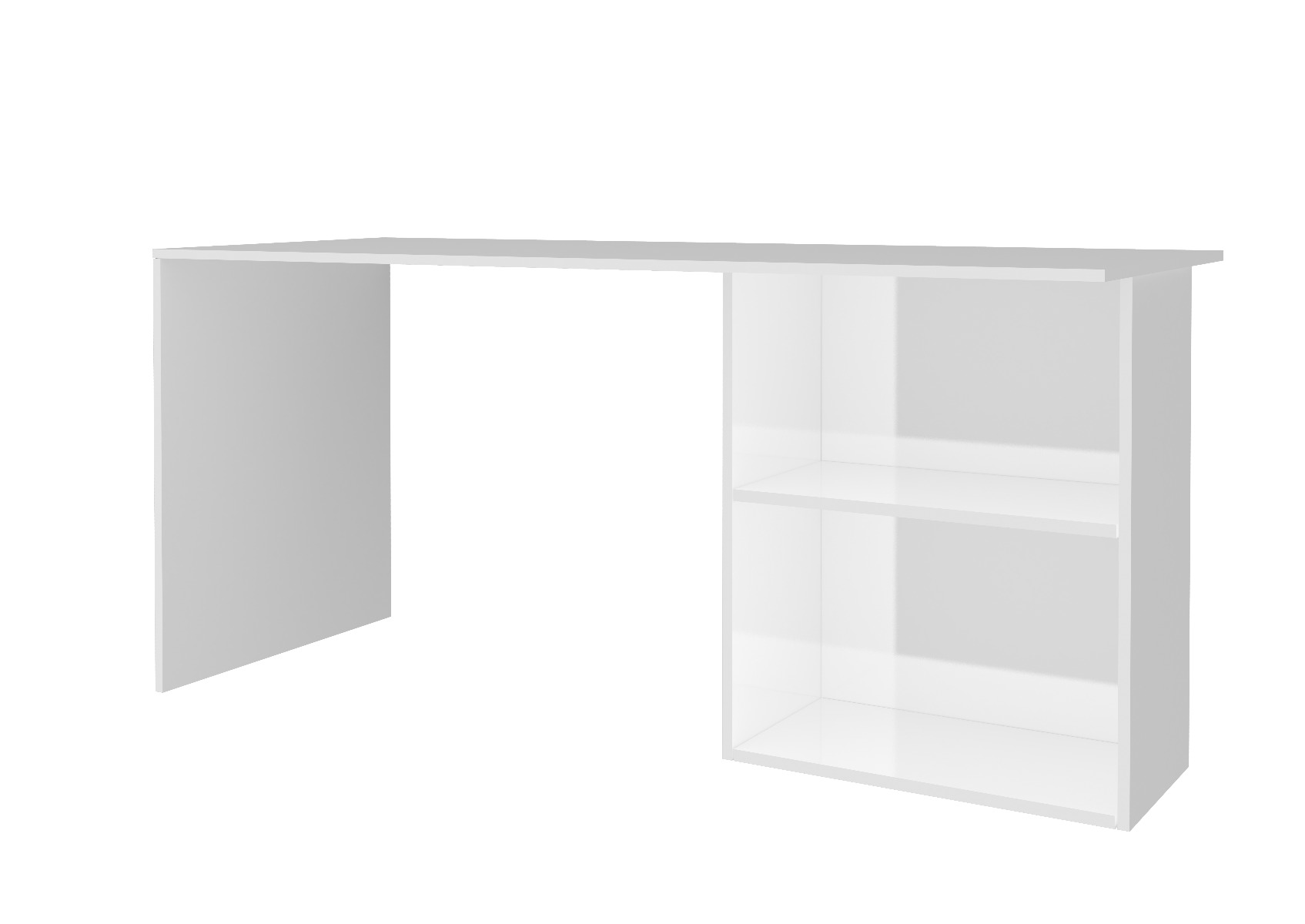 Scrivania bianco lucido, con vani contenitore, made in Italy