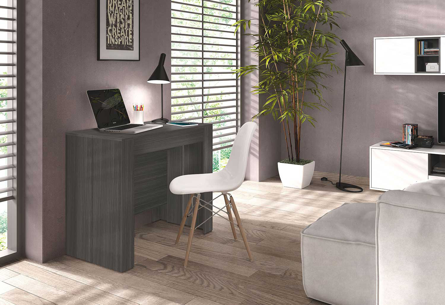 Tavolo consolle allungabile, finitura grigio