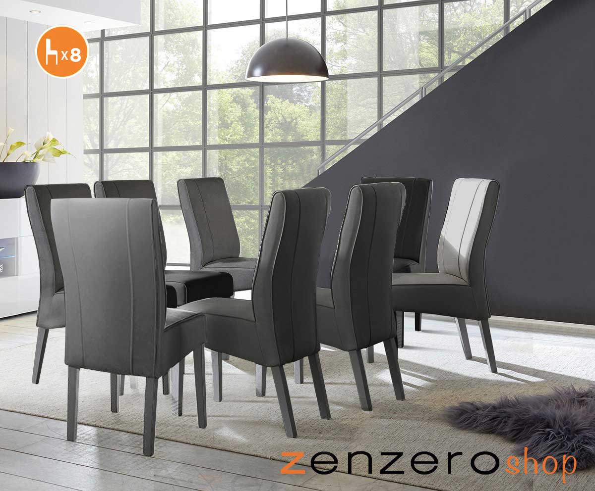 8 Sedie in ecopelle Grigia