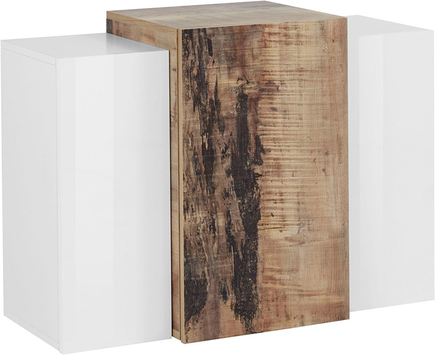 Pensile sospeso con 3 ante in finitura Bianco lucido e Pero