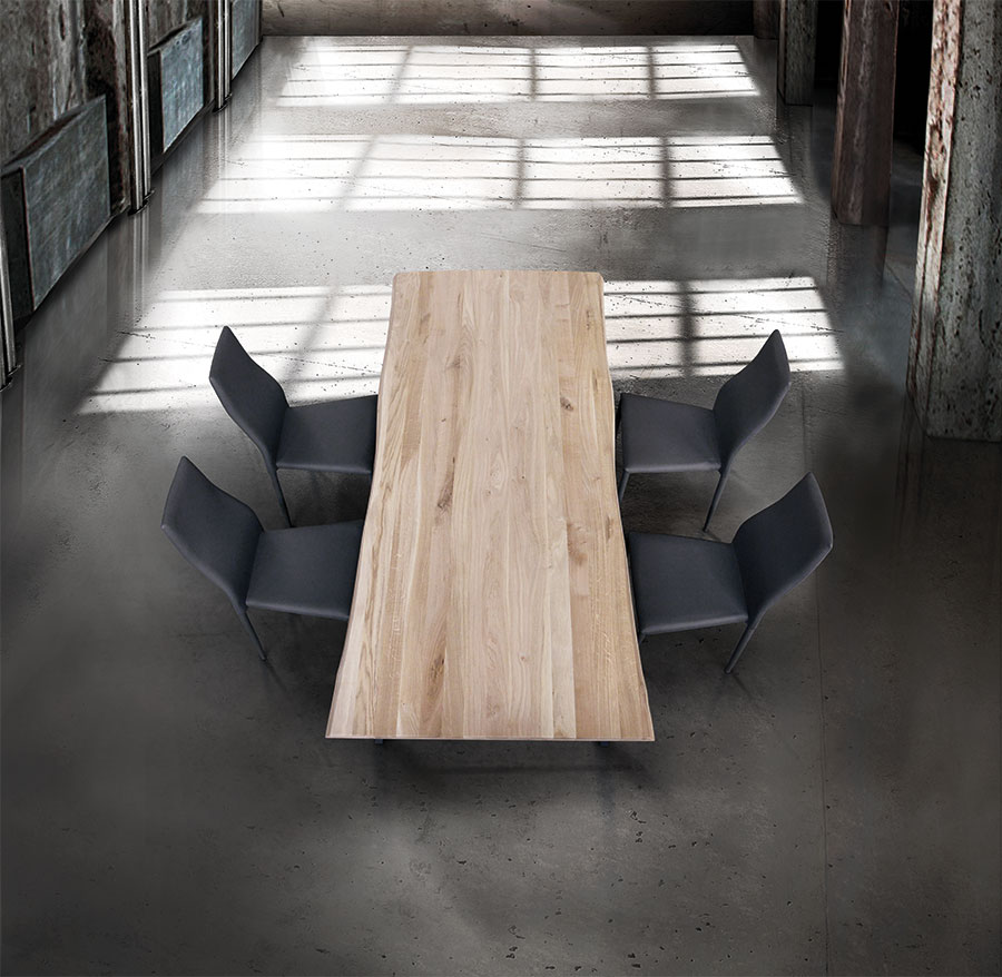 Tavolo Scortecciato Fisso in Massello con Nodo Aperto sp.4cm