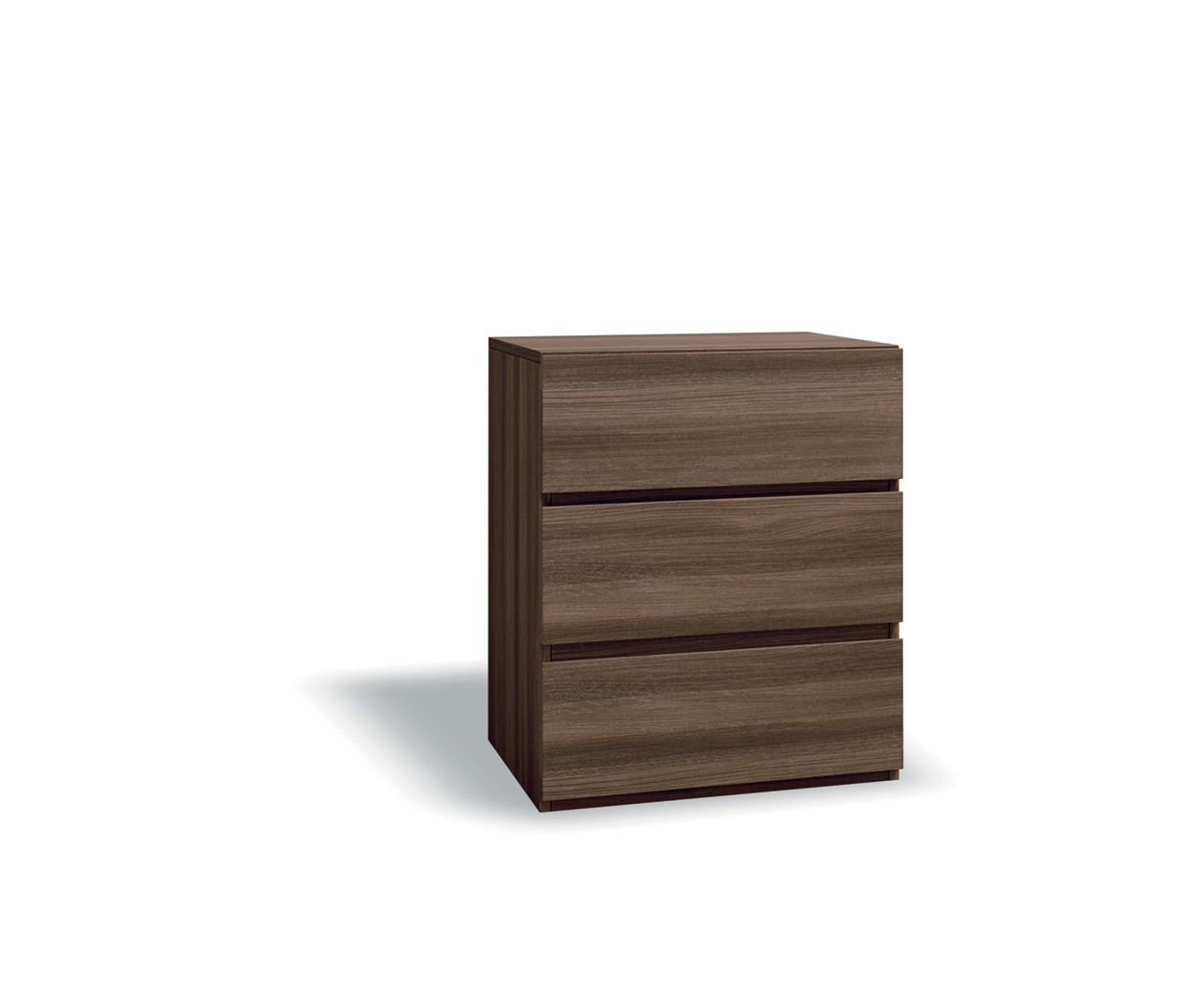 Comodino moderno con 3 cassetti  di alta qualità in finitura Quercia brown
