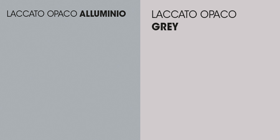 Credenza sospesa, Madia moderna, 5 ante, finitura Bianco, Alluminio e Grey